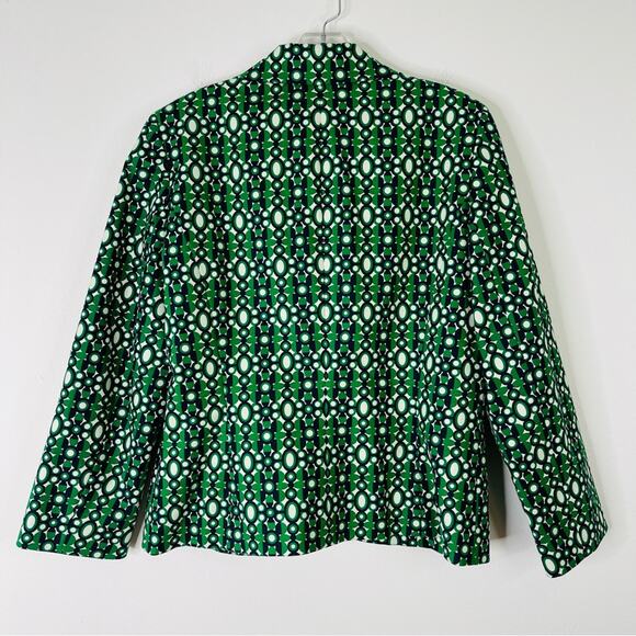 Josephine Chaus green blue white abstract button office retro preppy blazer 8 - Picture 7 of 7